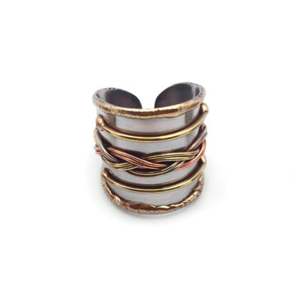 Mixed Metal Braids Cuff Ring