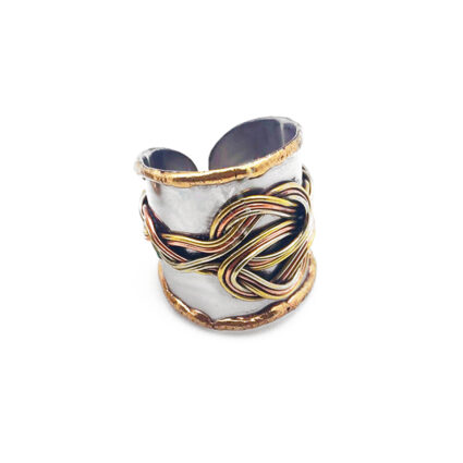 Mixed Metal Braided Cuff Ring