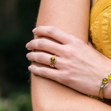 Tanvi Collection Ring - Gold with Tigerseye