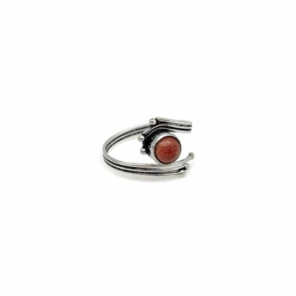 Tanvi Collection Ring - Silver with Goldstone