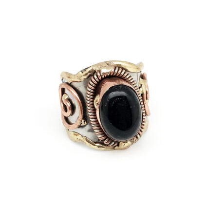 Mixed Metal and Black Onyx Stone Ring