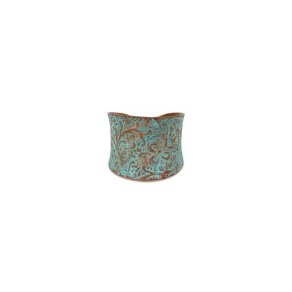 Copper Patina Ring - Aqua Floral Paisley