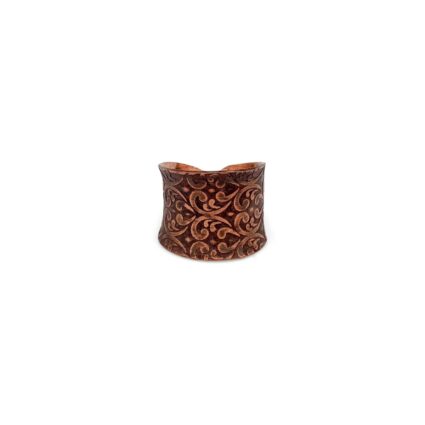 Copper Patina Ring - Brown Ornate Design