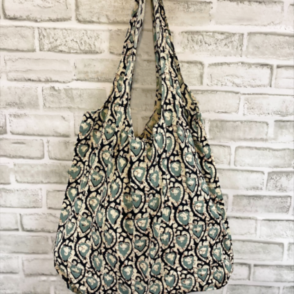 Block Black And Blue Screen-Printed Tote
