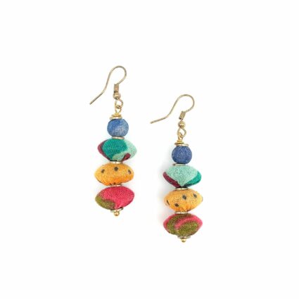 Aasha Wide  Round Disc Beads Drop Earrings