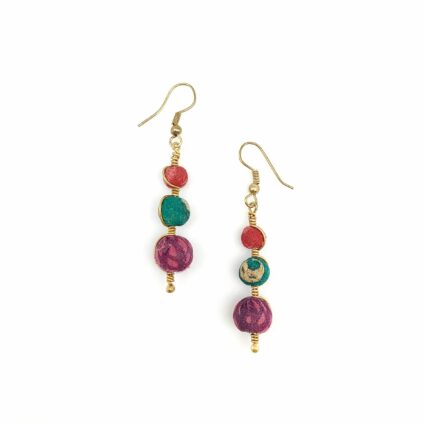 Aasha Graduated Wrapped Beads with Coiled Wire Earrings