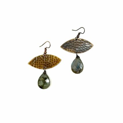 Banjara Collection Earrings - Labradorite, Brass Marquise
