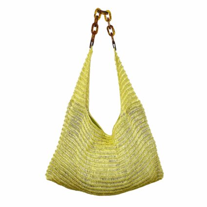 Cora Beaded Cotton Sling Bag with Chain Strap