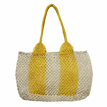 Ariel Woven Jute Striped Beach Bags