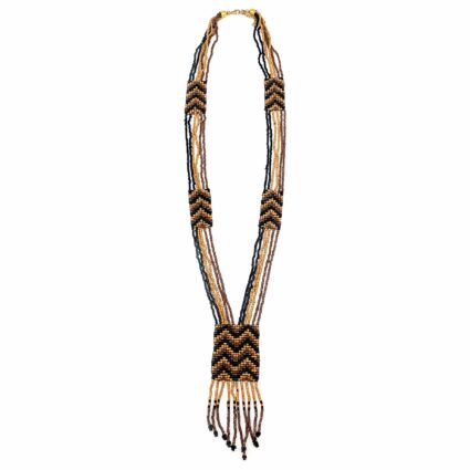 Sachi Beaded Safari Necklace - Double Chevrons Pendant