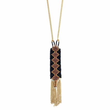 Sachi Beaded Safari Necklace - Diamonds with Chain Fringe