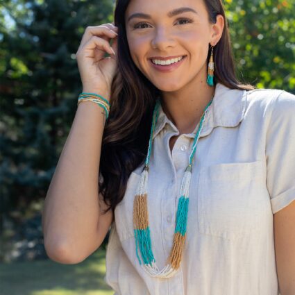 Sachi Island Waterfalls Necklace, Striped Bottom Half