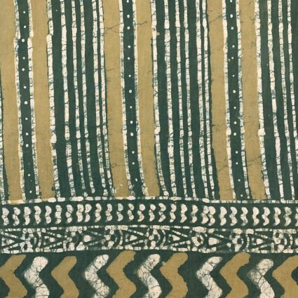 Block Printed Cotton Scarf - Olive and Dark Green Striped