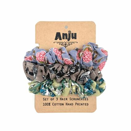 Block Printed Hair Accessories - Three Small Scrunchies