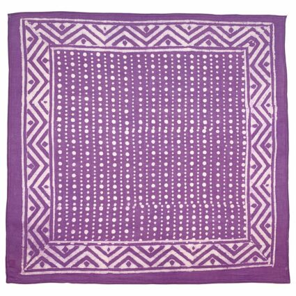 Block Printed Bandana - Purple Dots with Chevron Border