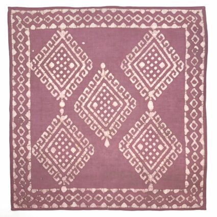 Block Printed Bandana - Mauve Pink Geometric Diamond Print