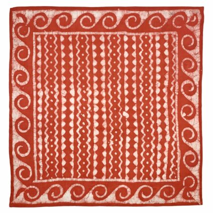 Block Printed Bandana - Rust Orange Zigzag Lines and Waves