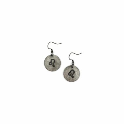 Leo Zodiac Pewter Glyph Earrings